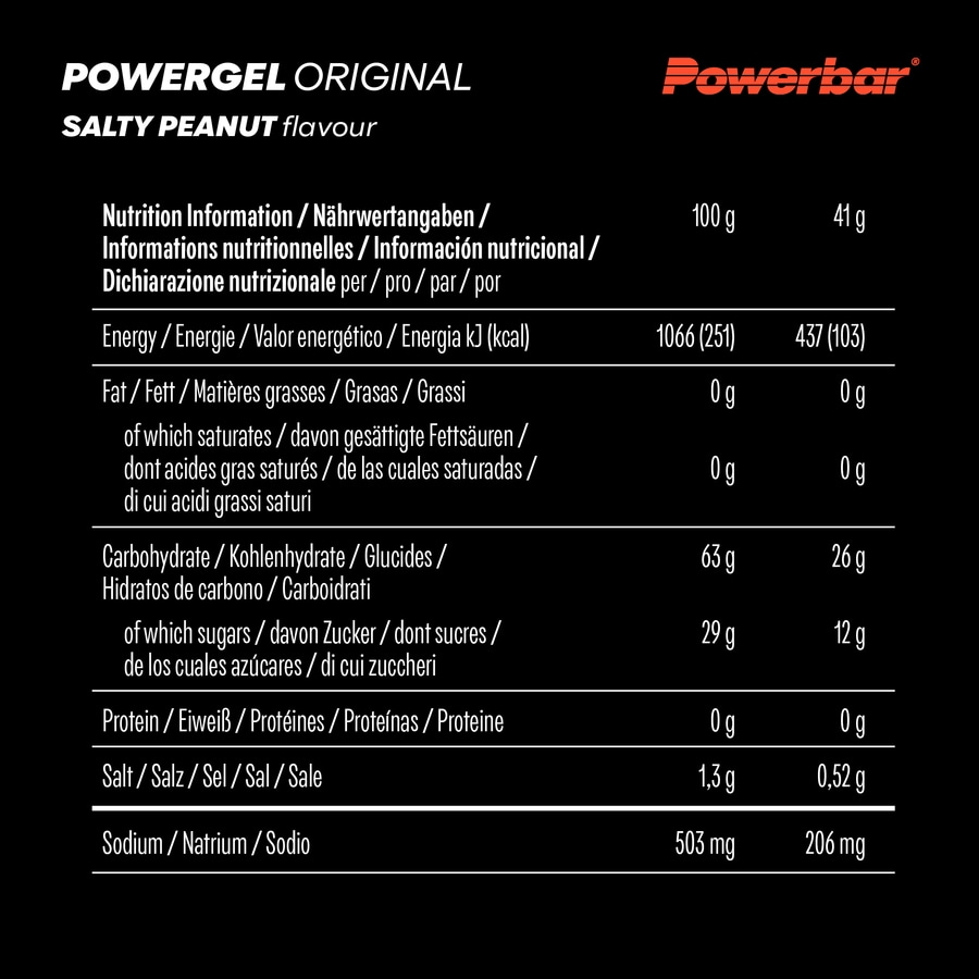 POWERBAR PowerGel Fruit Salty Peanut High Carb Energie Gel Natrium 24 x 41 g
