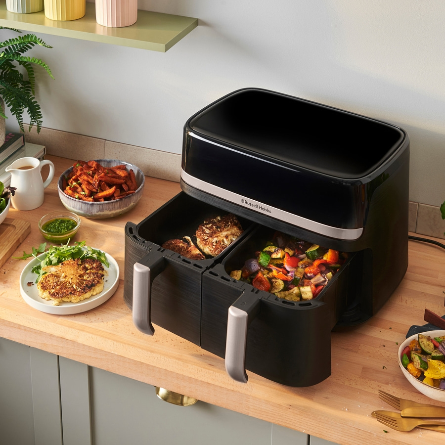 RUSSELL HOBBS Heißluftfritteuse 2 Kammern 9 L Rapid Airfryer Satisfry 27681-56