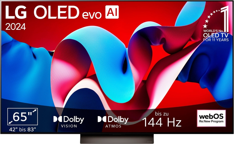 LG OLED evo AI Fernseher, 65 Zoll, 144 Hz, Dolby Vision, Atmos, webOS, 2024