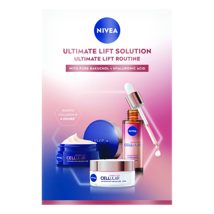 Nivea Ultimate Lift Solution mit Bakuchiol und Hyaluronsäure für straffere Haut.