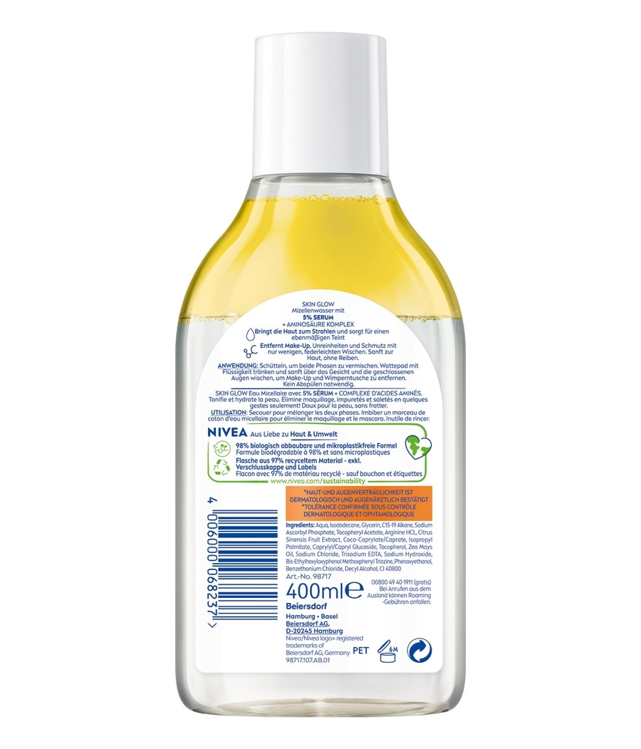NIVEA Mizellenwasser Skin Glow Make-Up Entferner Serum-infused reinigend 3x400ml