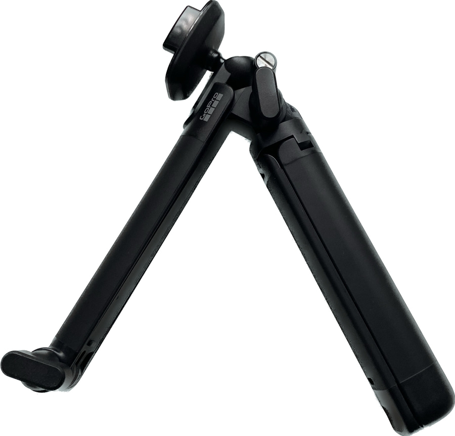 Schwarzes GoPro-Stativ, zusammengeklappt, für Kameras und Smartphones, stabil