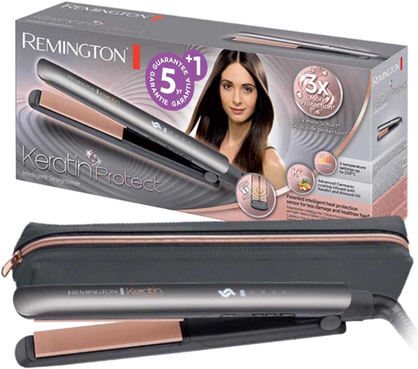 Remington Haarglätter mit Keratin und Mandelöl, 5 Jahre Garantie