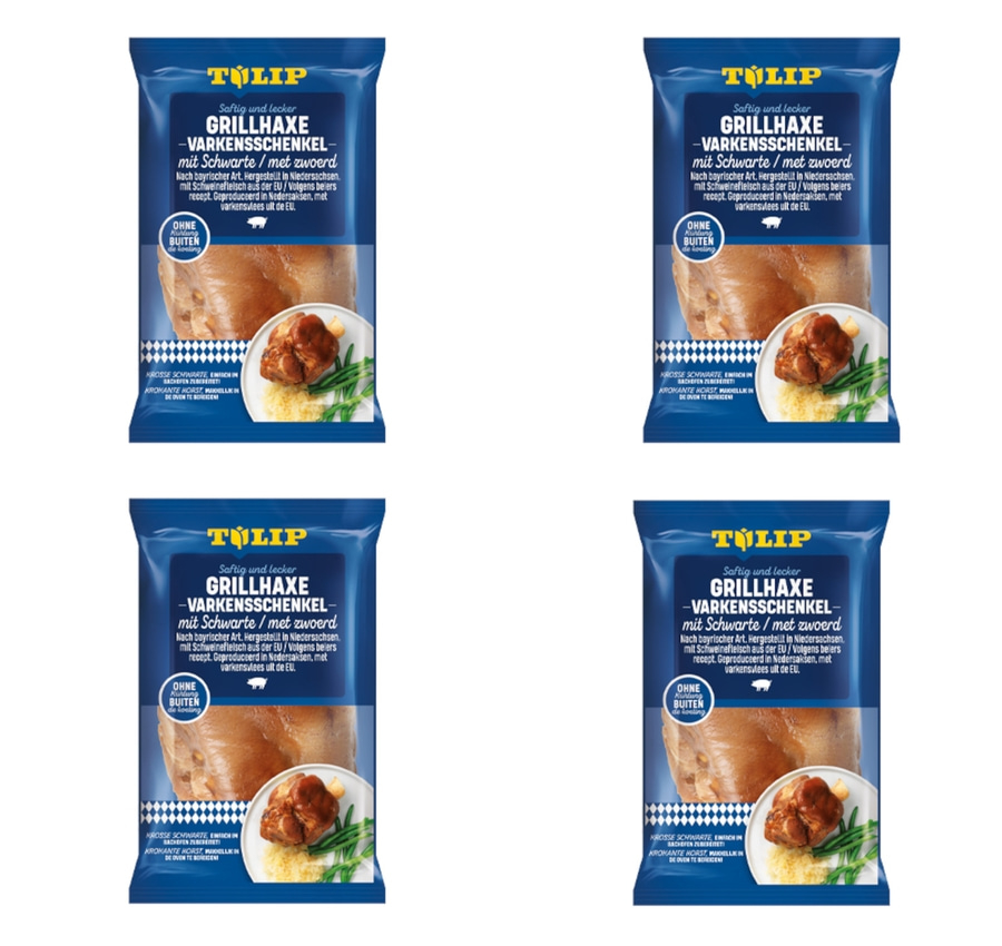 TULIP Grill-Haxe mit Schwarte 4x 600g Tafelfertig Kross Gegart Vakuumverpackt