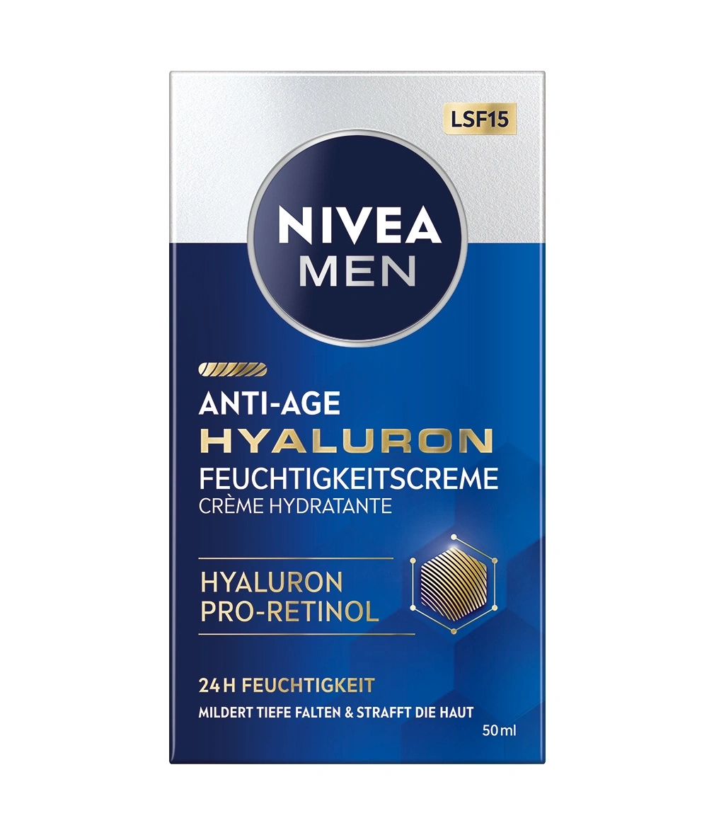 Nivea Men Anti-Age Hyaluron Creme, 24H Feuchtigkeit, 50ml, LSF15