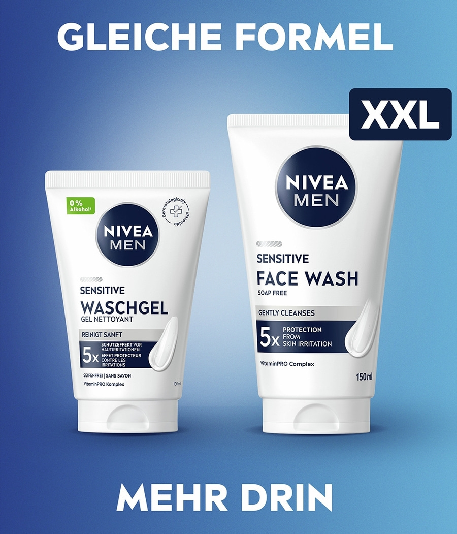 NIVEA MEN Sensitive Waschgel und Gesichtsreiniger mit XXL-Größe