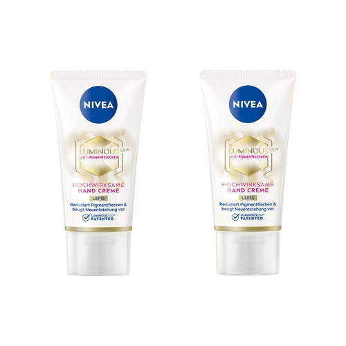 NIVEA LUMINOUS 630® Anti-Pigmentflecken Hand Creme Hyaluronsäure LSF15 2 x 50ml