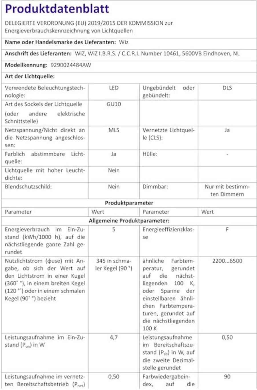 WIZ smarte LED Wandleuchte Wandlampe 345lm dimmbar IP20 Metall schwarz