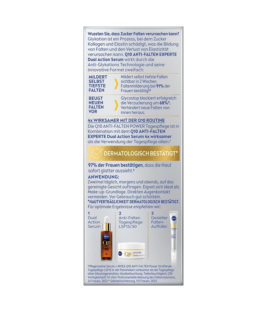 Nivea Q10 Anti-Falten-Serum, Tagespflege und Faltenauffüller für glattere Haut