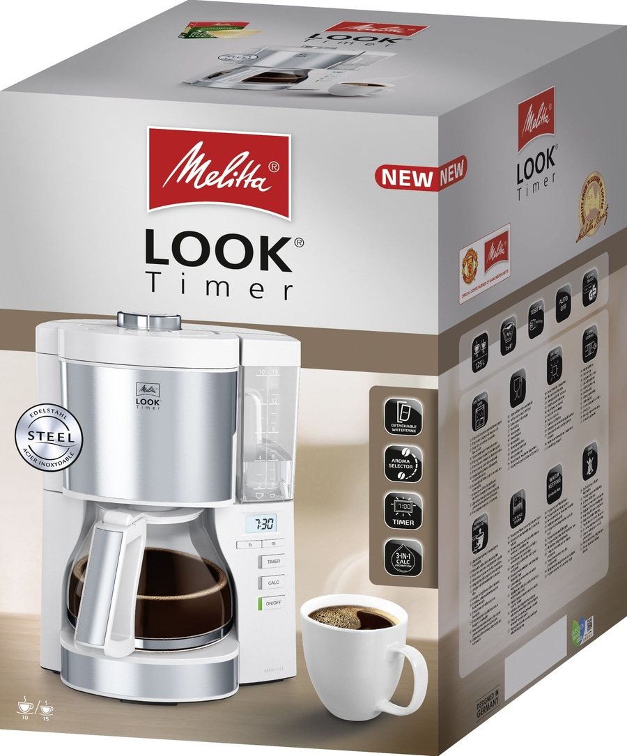 MELITTA Filterkaffeemaschine Look Timer 1025-07 Weiß Warmhaltefunktion 10 Tassen