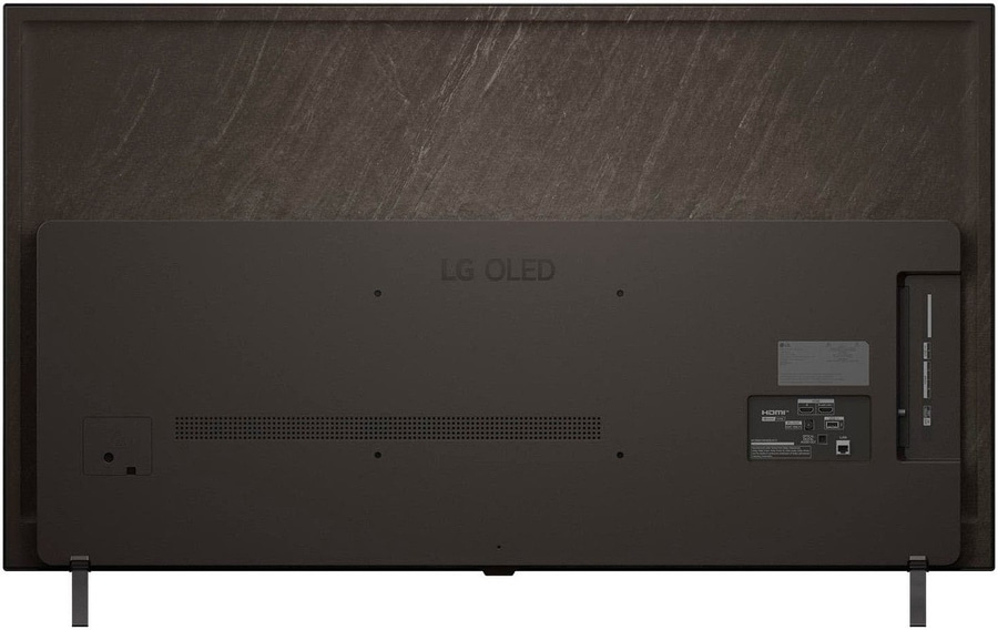 Rückseite eines LG OLED Fernsehers mit Anschlüssen und Lüftungsschlitzen.