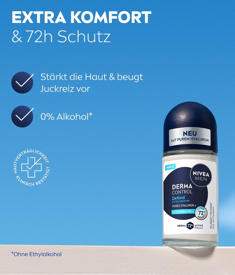 NIVEA Deodorant Men Derma Control Defend Roll-On 6 x 50ml