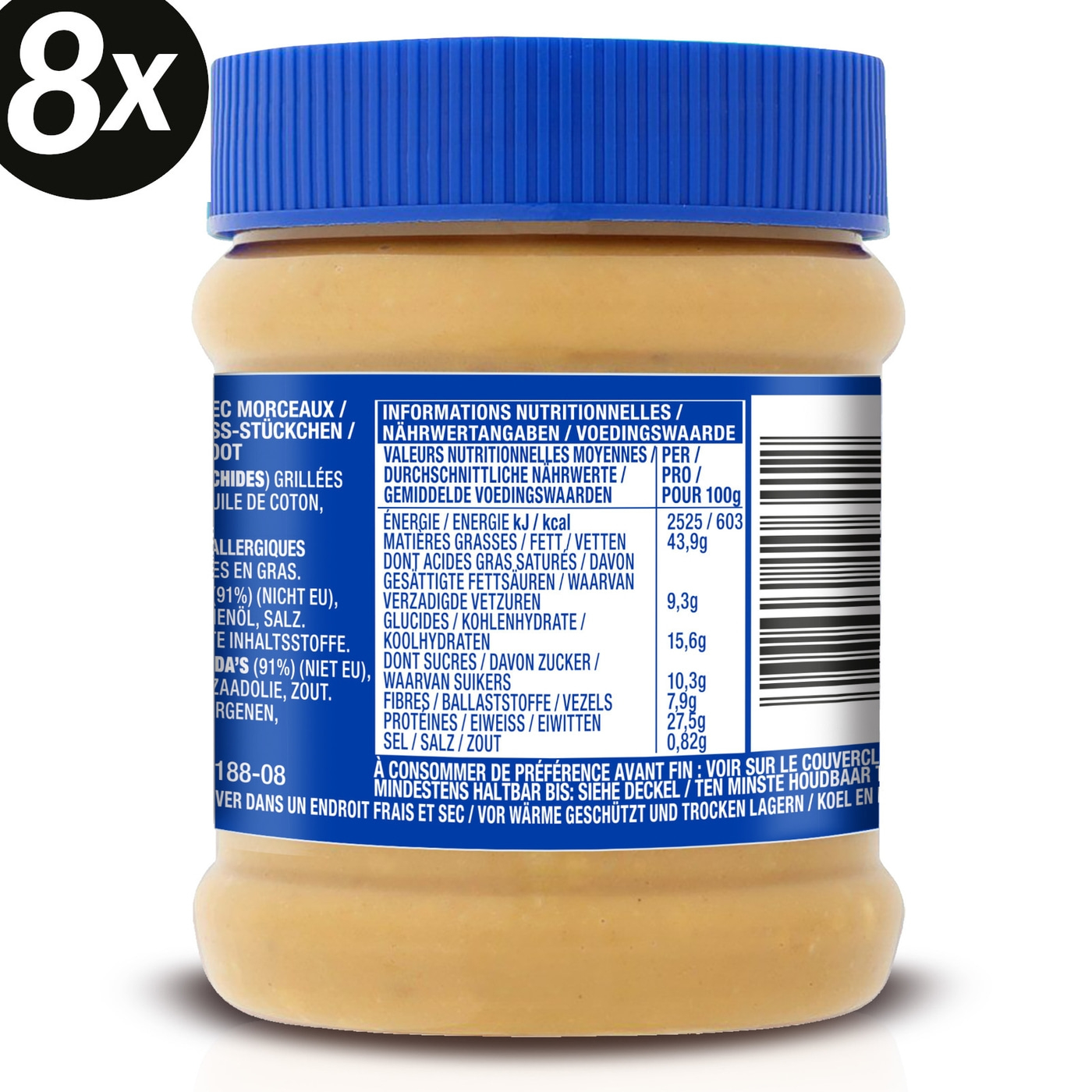 SKIPPY 8x Erdnussbutter "Super-Chunk" Peanut Butter Crunchy Ohne Palmöl 8x 340g