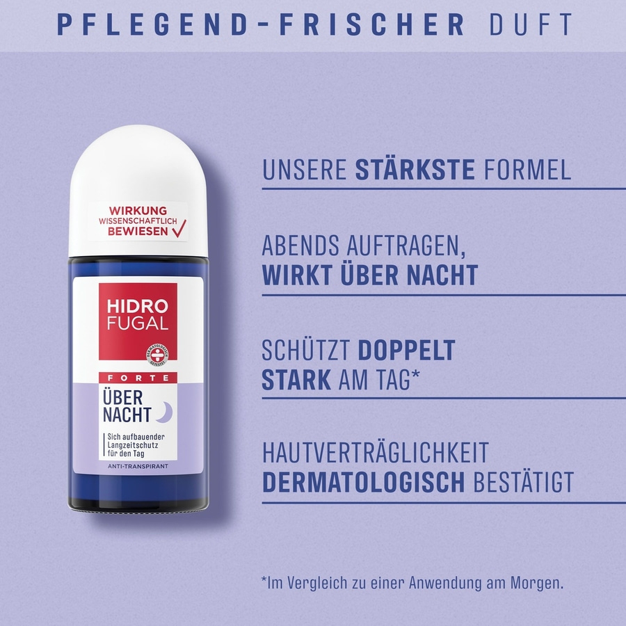 HIDROFUGAL Roll-on FORTE ÜBER NACHT Anti-Transpirant Langzeitschutz 4 x 50 ml