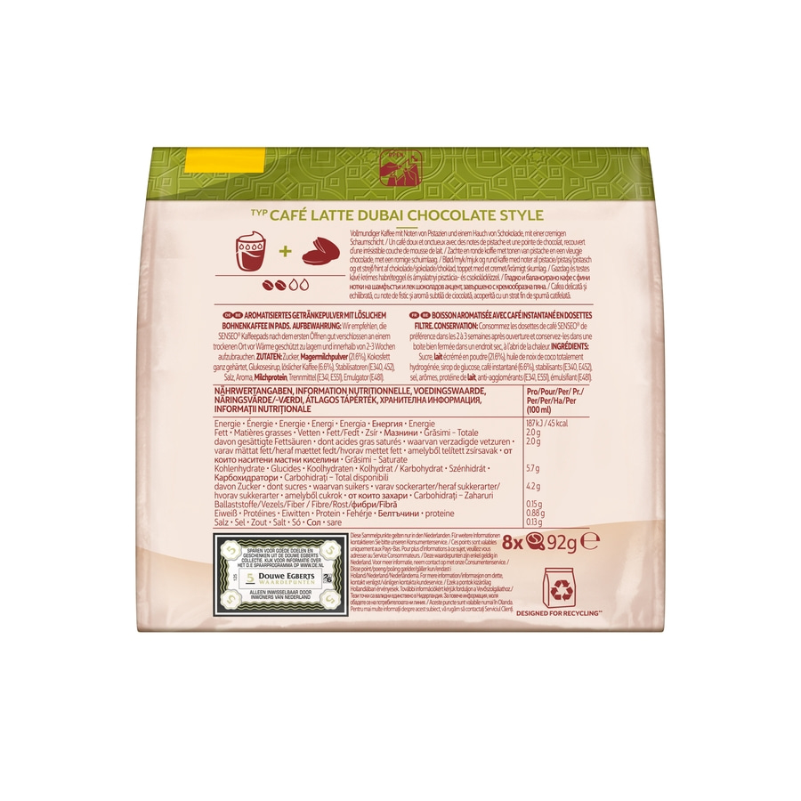 SENSEO Café Latte Dubai Chocolate Style 64 Getränke Schoko/-Pistaziengeschmack