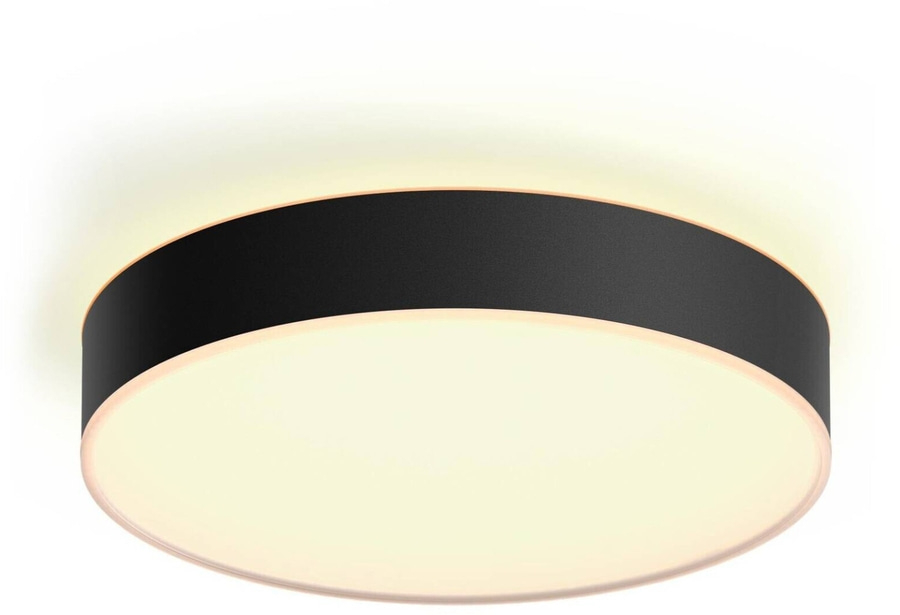 Schwarze Deckenleuchte mit hellem Licht, modernes Design, rund