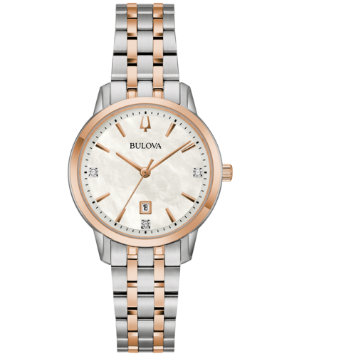 Bulova Damen Armbanduhr 98P213 Kristallglas Edelstahl Damenuhr 31mm B-Ware