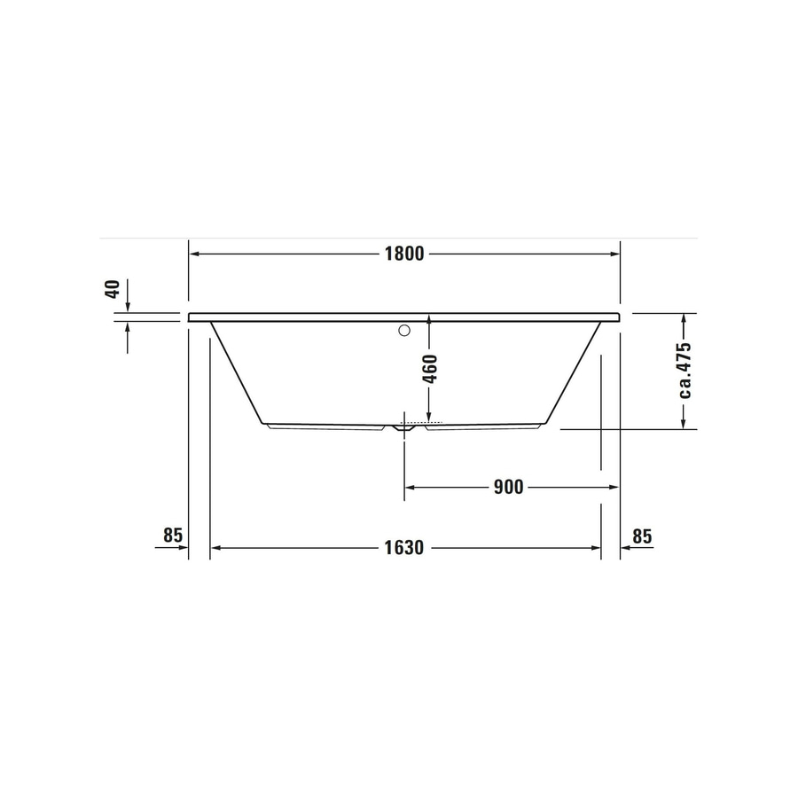 DURAVIT Daro Badewanne Rechteckig 1800x800mm Wanne Weiß Rückenschräge