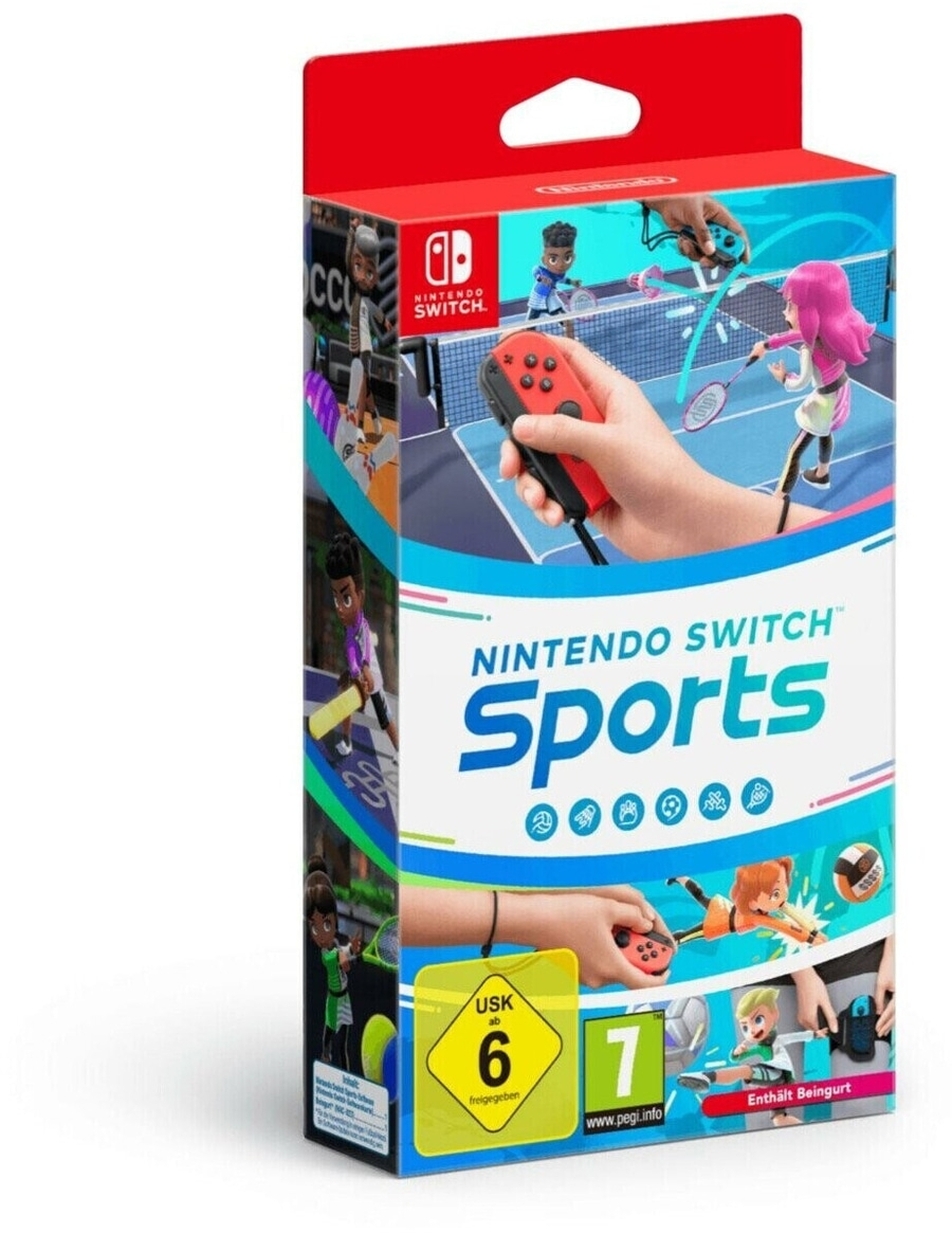 Nintendo Switch Sports Spielverpackung mit USK 6 und PEGI 7 Bewertung