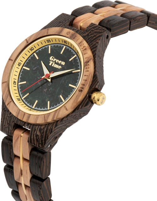 GREENTIME Damenarmbanduhr ZW135E Quarz Holzuhr Mineralglas Leuchtzeiger 36mm