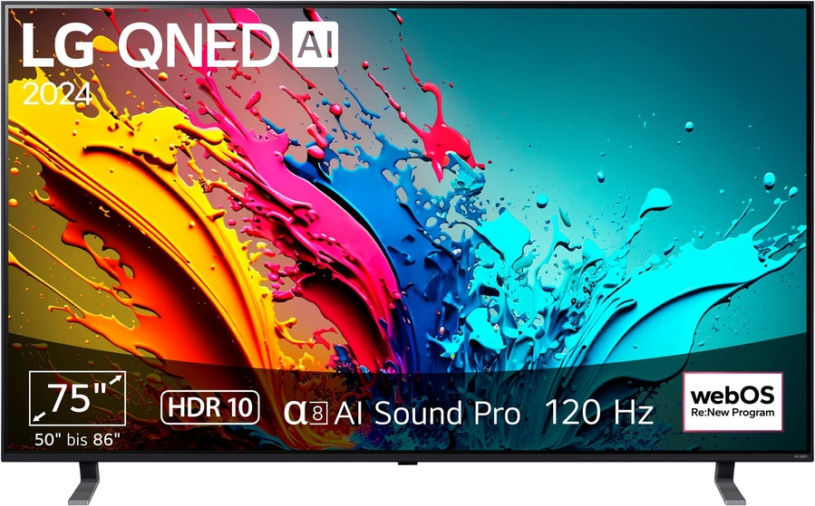 LG QNED AI 2024 TV mit 75 Zoll, HDR 10, AI Sound Pro und 120 Hz Bildwiederholrate