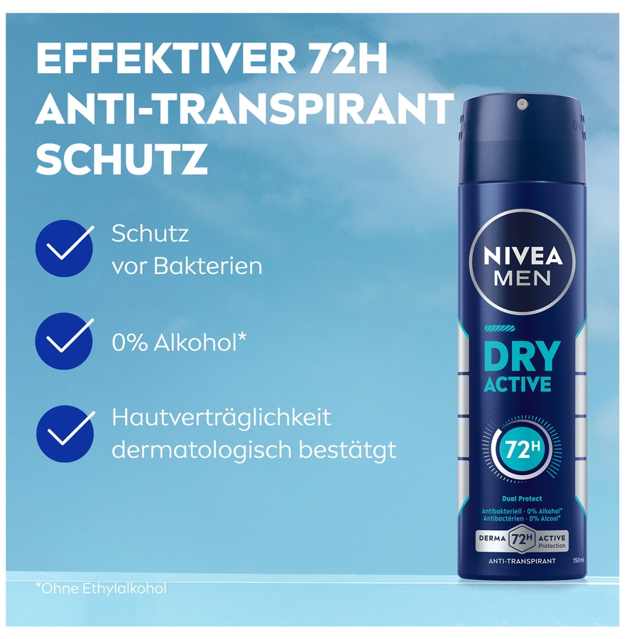 NIVEA MEN Deodorant Men Dry Active Deo Spray 6 x 150ml