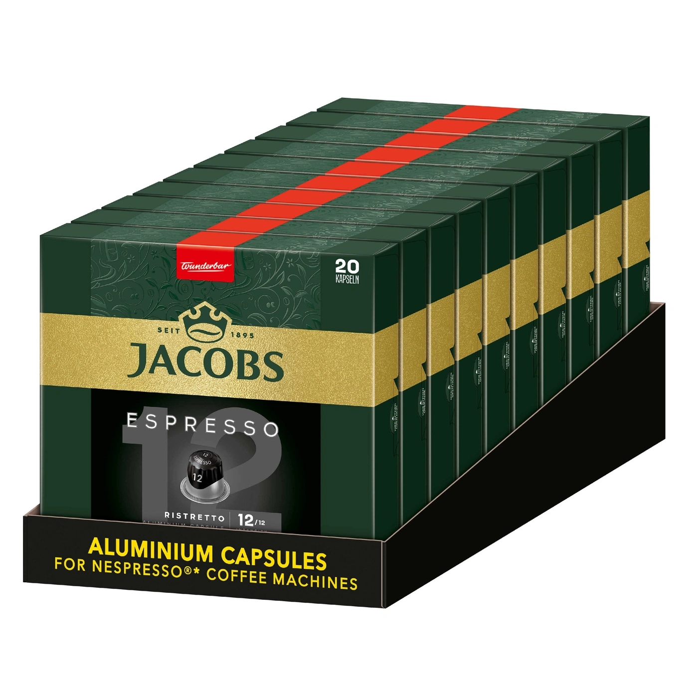 Jacobs Espresso Kapseln, 12 Ristretto, Aluminium Kapseln für Nespresso Maschinen