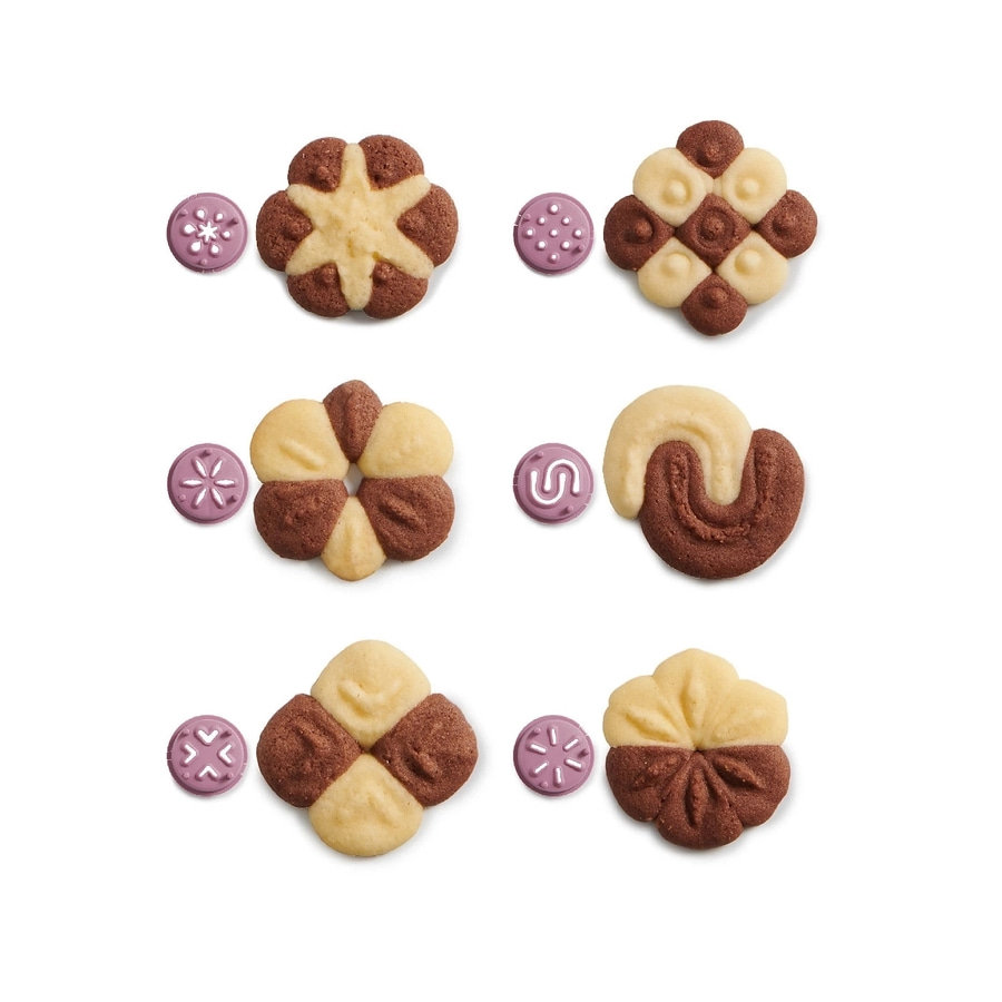 BETTY BOSSI Cookie Press Kunststoff Edelstahl Kekspresse Kekse Lila Weiß NEU