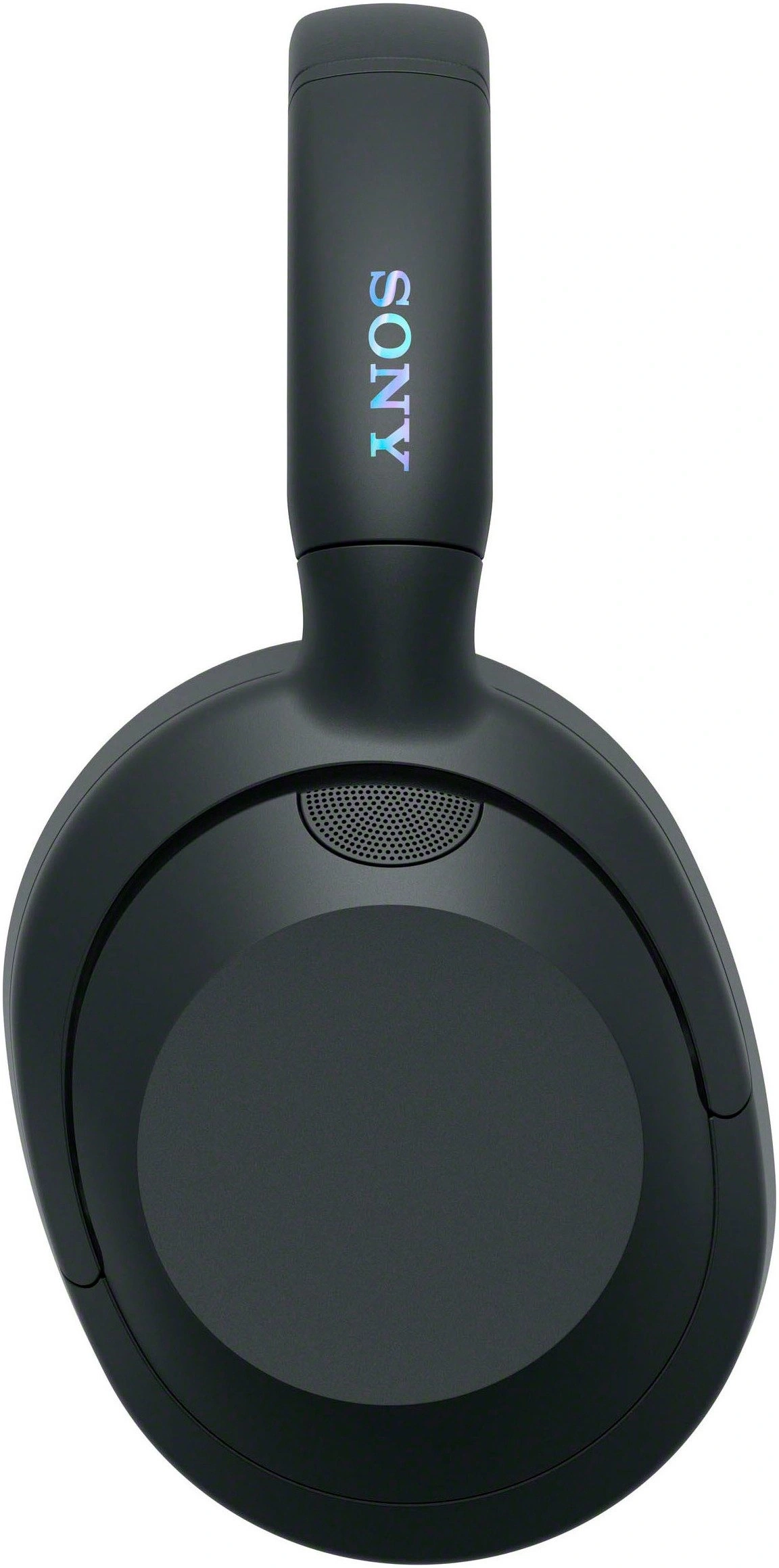 Schwarzer Kopfhörer mit Sony-Logo auf dem Bügel und einem Lautsprechergitter am Ohrhörer.