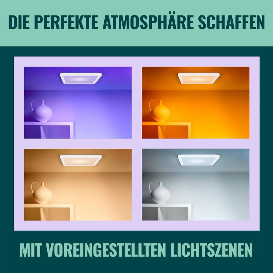 WiZ smarte LED Deckenleuchte schlankes quadratisches Design 395x395mm Lampe NEU