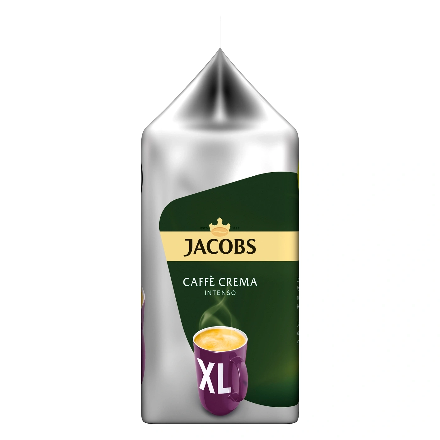 Jacobs Caffe Crema Intenso XL Kaffeepackung, silberne Verpackung, Kaffeebecher