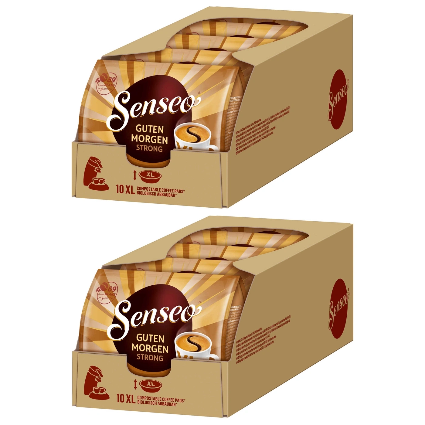 Senseo Kaffee Pads, Guten Morgen Strong, 10 XL, biologisch abbaubar, Kaffeepads