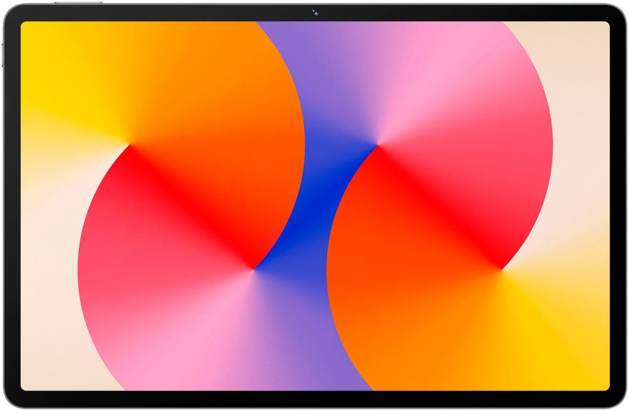 Tablet mit farbenfrohem Hintergrund, abstraktem Design und modernem Aussehen.