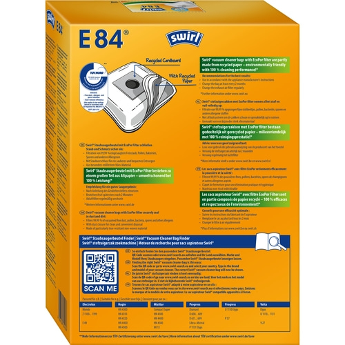 SWIRL Staubsaugerbeutel E 84 EcoPor® Electrolux, MioStar, Progress 12 Beutel