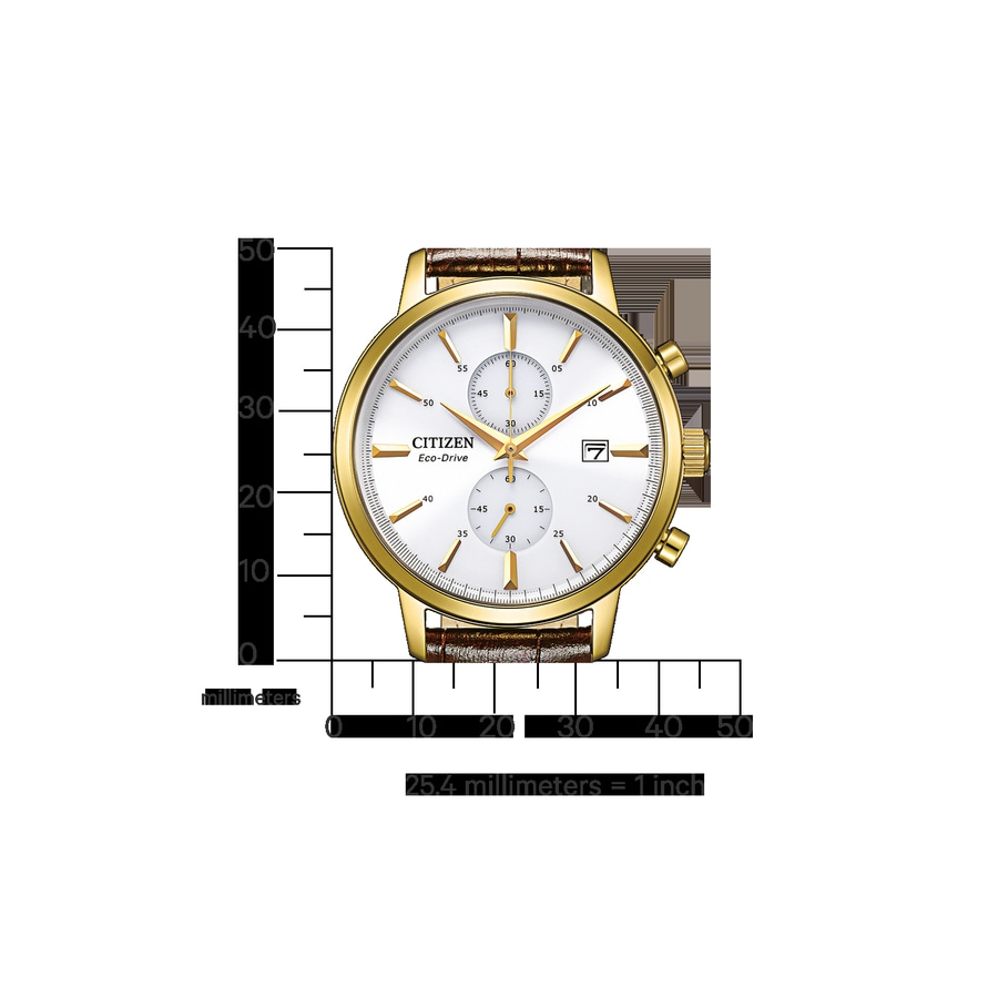 CITIZEN Herren Armbanduhr CA7062-15A Eco-Drive Lederarmband 42 mm gold B-Ware