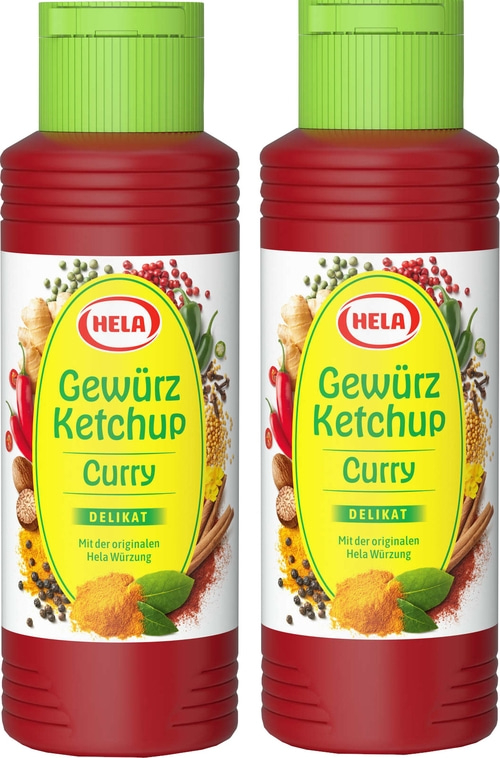 2 x Hela Ketchup Curry delikat Gewürzketchup 300 ml Flasche Ketchupflasche