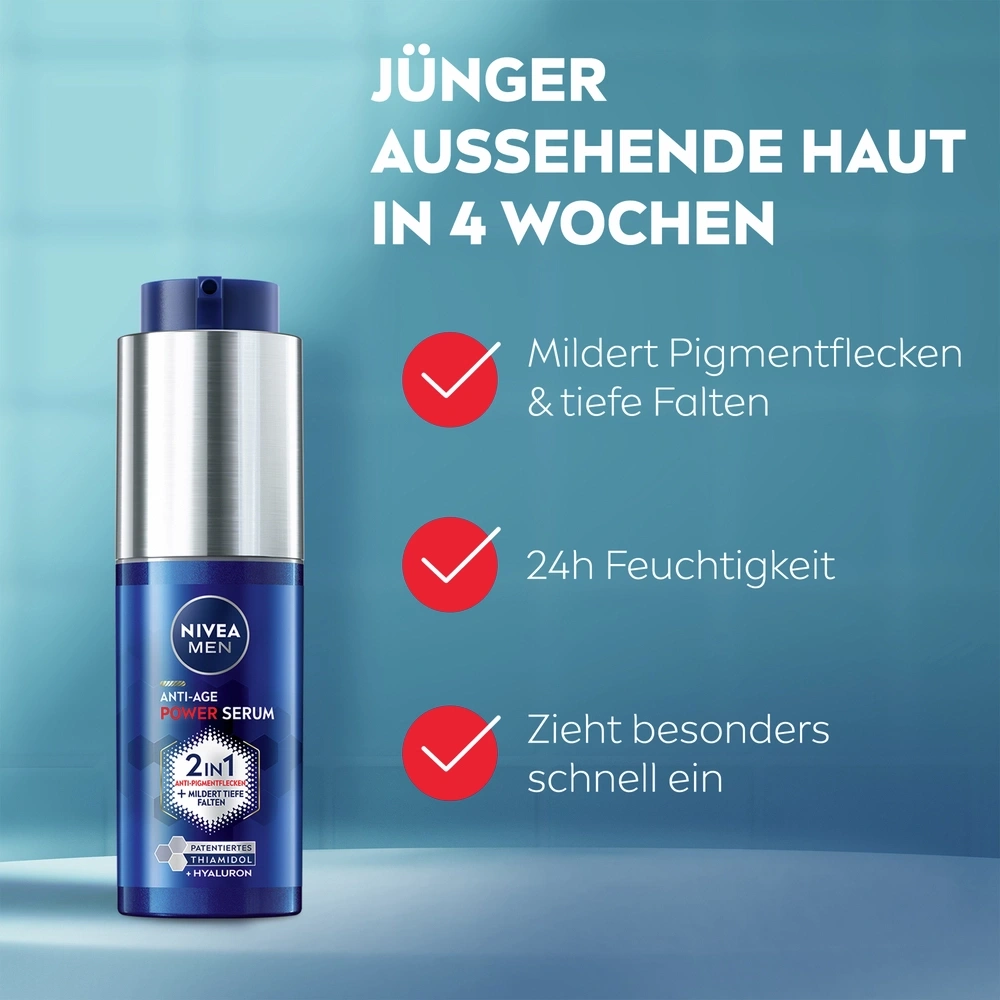Nivea Men Anti-Age Power Serum für jüngere Haut in 4 Wochen.