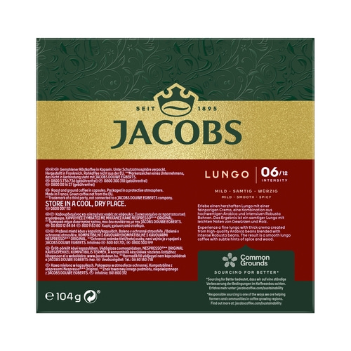 Kaffeekapseln JACOBS Lungo, 06/12, mild, samtig, würzig, 104g, grüne Verpackung, Werbung