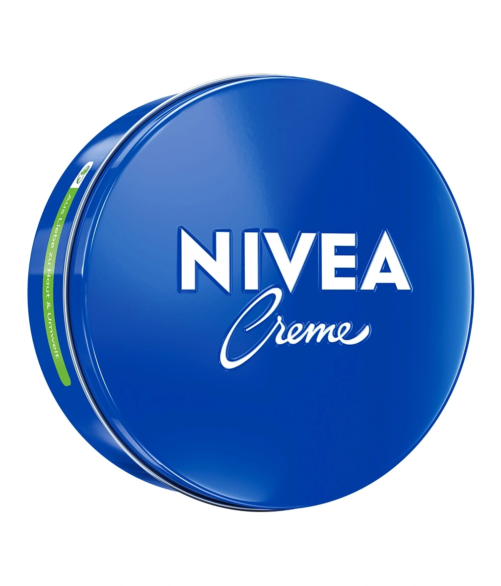 Nivea Creme Dose, blau, mit weißer Schrift, Hautpflegeprodukt, Kosmetik