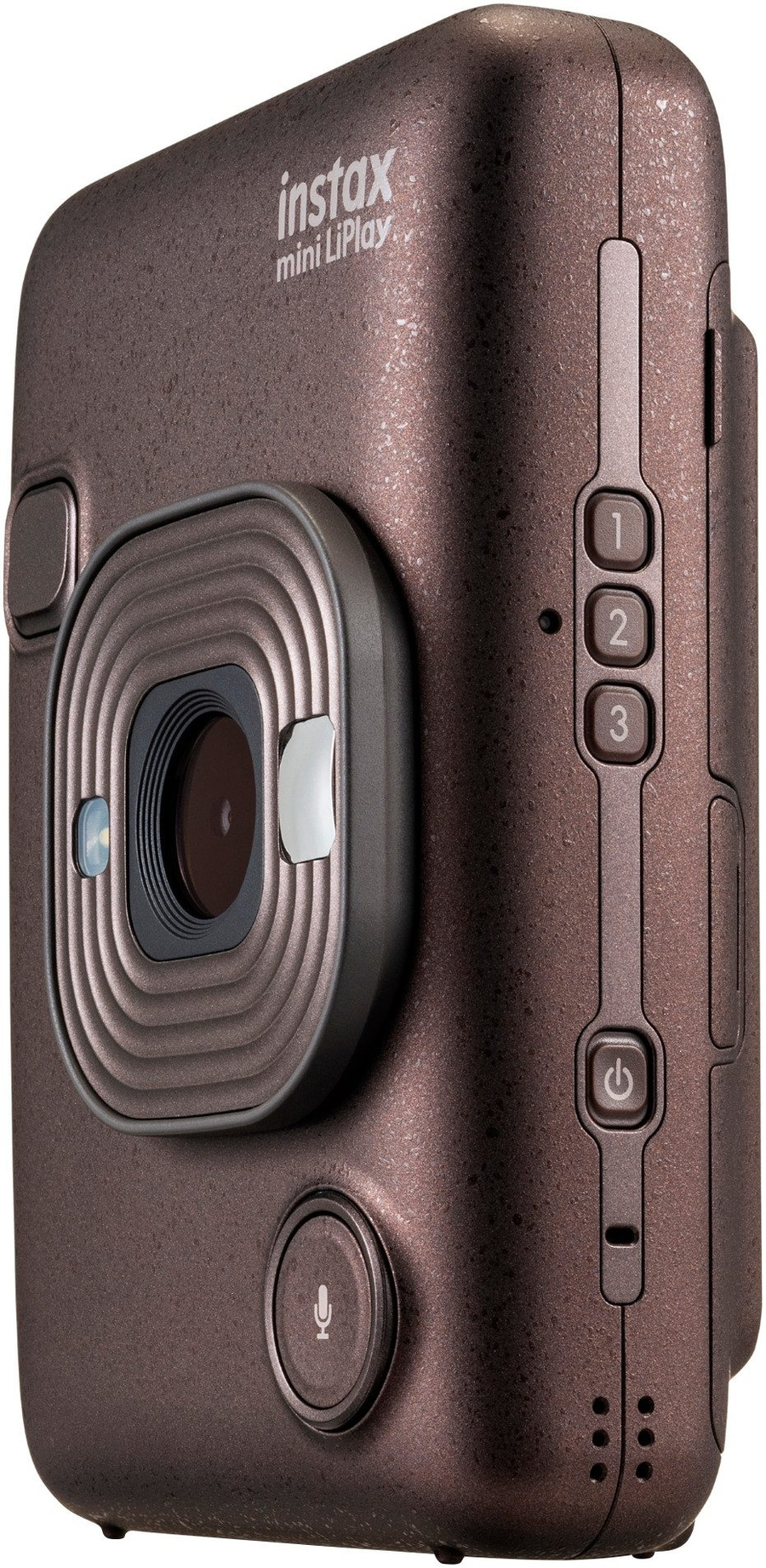 Instax Mini LiPlay Kamera im Detail, Nahaufnahme der Seite.