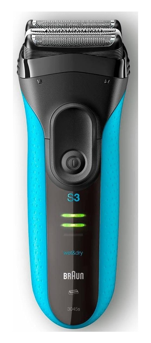 Elektrischer Rasierer von Braun, blau und schwarz, Modell S3, Nass- und Trockenrasur