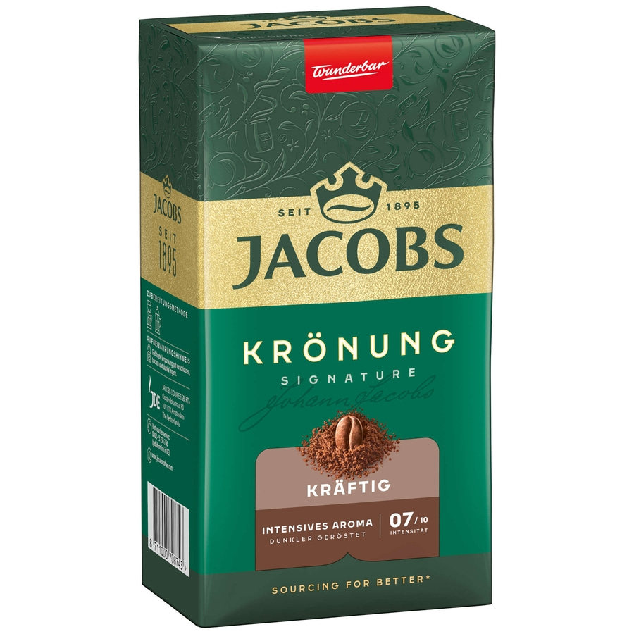 JACOBS Filterkaffee Krönung Kräftig Röstkaffee 12 x 500 g + 1 Becher + 1 Dose