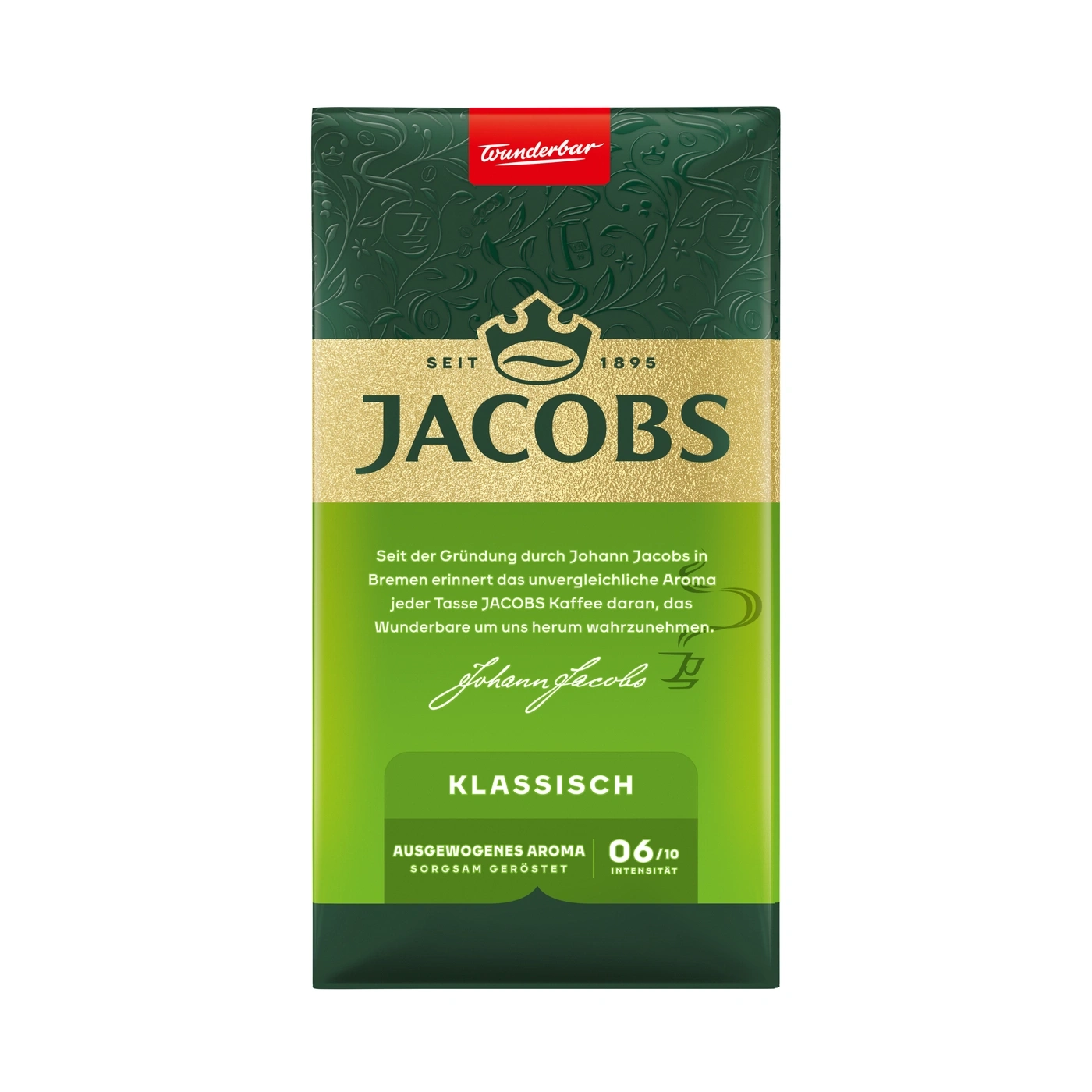 Jacobs Kaffee "Klassisch", seit 1895, 06/10 Intensität, sorgsam geröstet