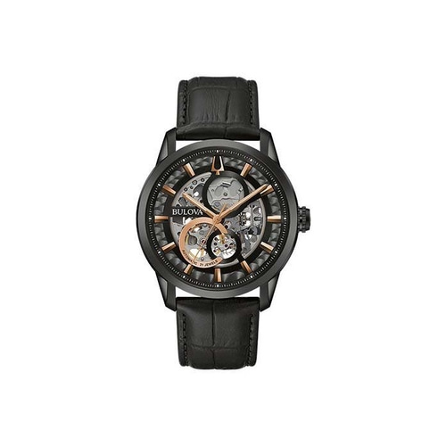 Bulova Herren Armbanduhr Mechanische Uhr 98A283 Herrenuhr Leder 43mm B-WARE
