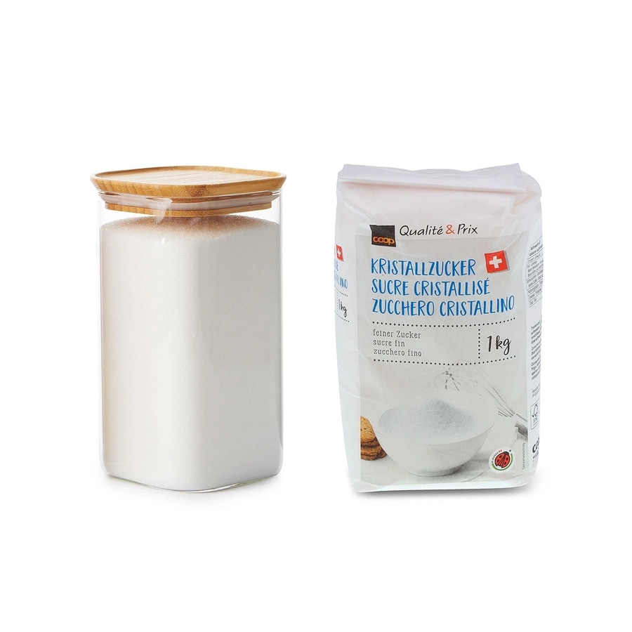 BETTY BOSSI Vorratsdose Glas 1.4 l - 2 Stück Glas Silikon Bambus Braun NEU