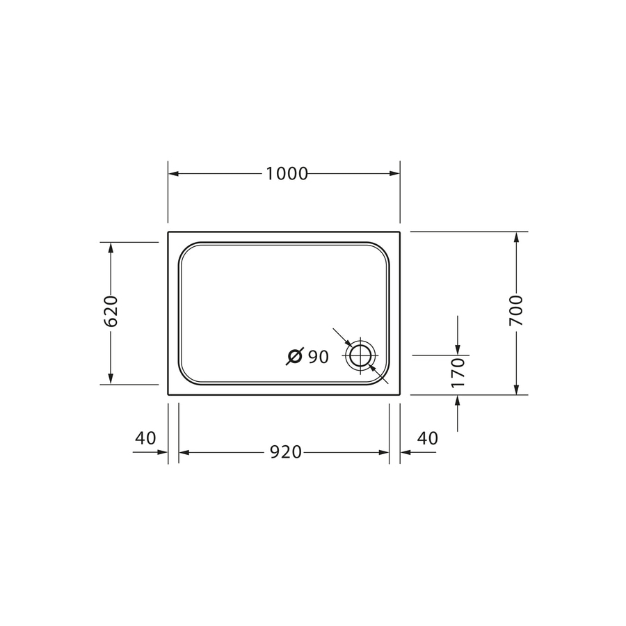 DURAVIT Duschwanne D-Code 1000x700mm Weiß Rechteck Ablaufdurchmesser 90mm