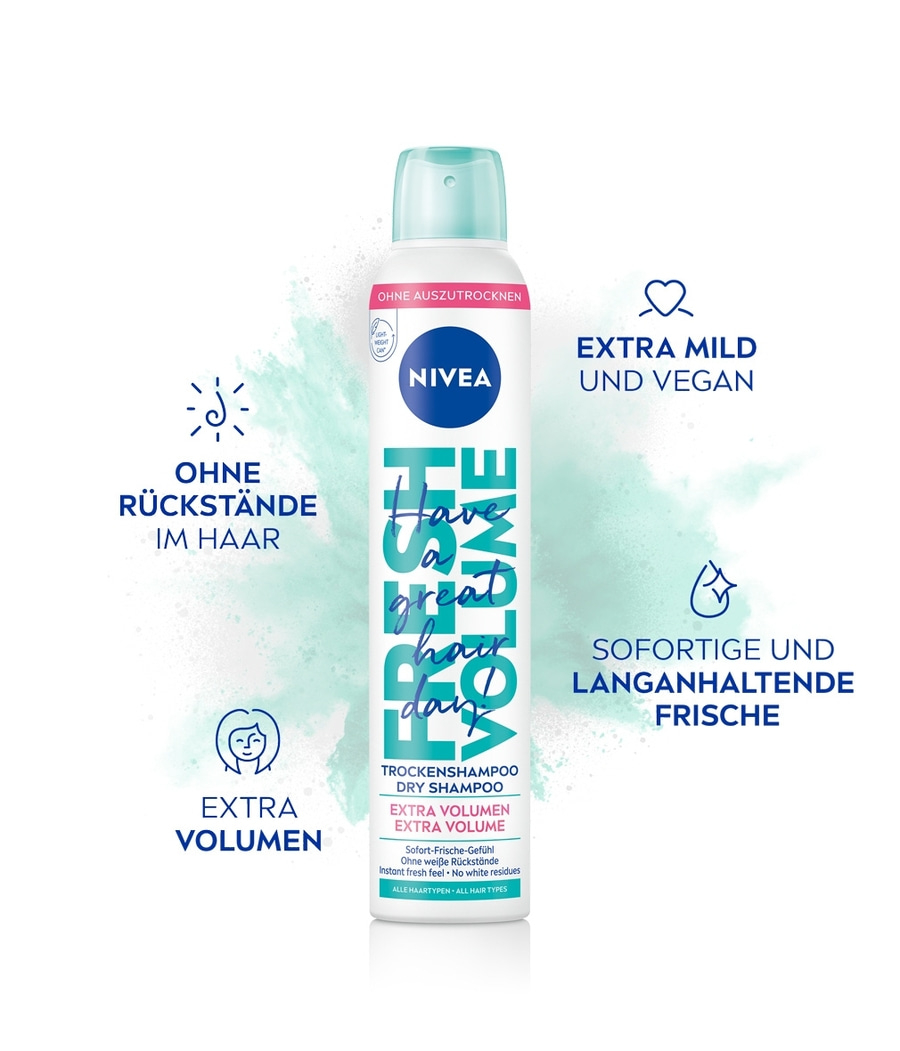 Nivea Trockenshampoo, Extra Volumen, ohne Rückstände, vegan, frische Haare