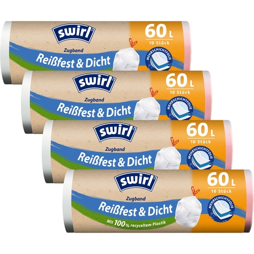 SWIRL Müllbeutel 60 l Zugband 4er Pack á 10 Stück NEU