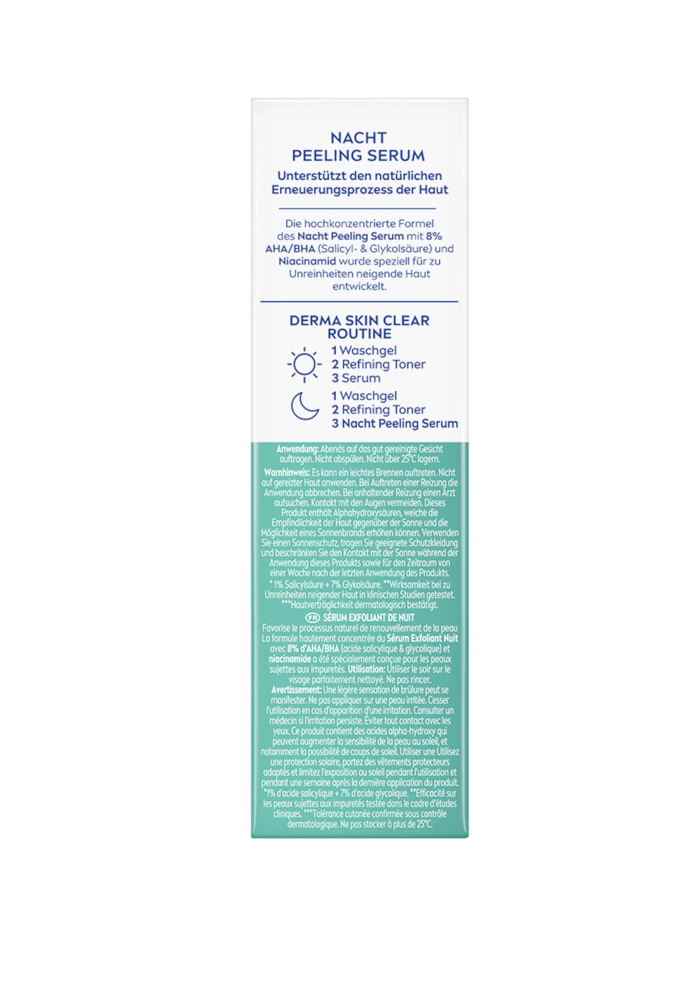 Nacht Peeling Serum, unterstützt Erneuerungsprozess der Haut, Derma Skin Clear Routine