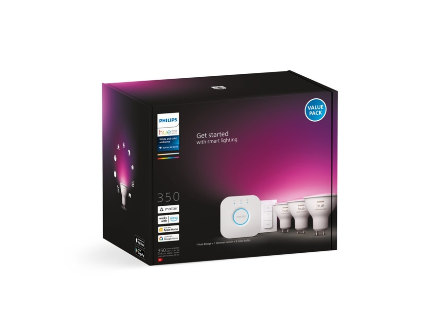 PHILIPS Hue White & Color Ambiance Starter-Set 3x GU10 Lampen + Bridge + Dimmer